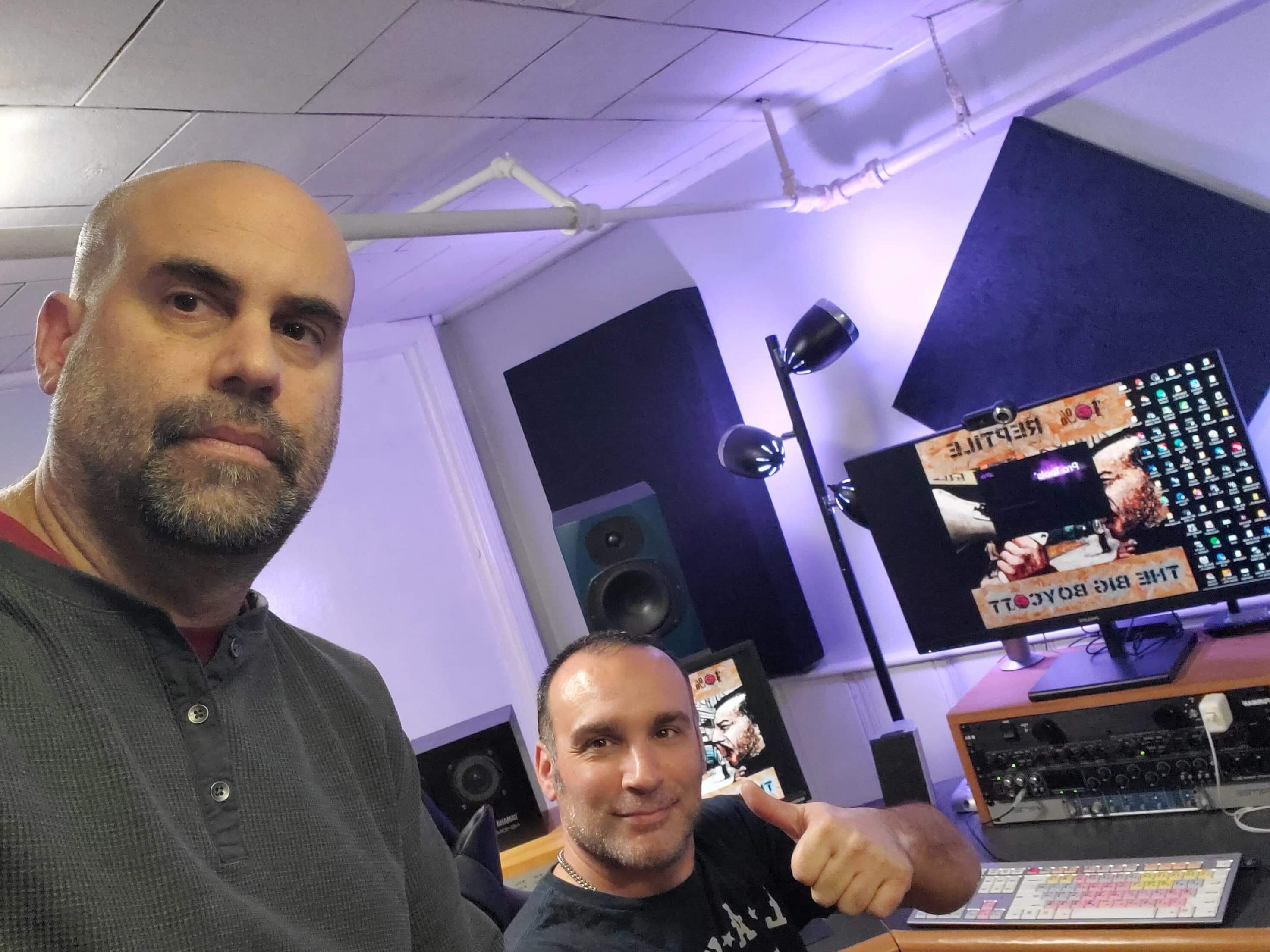 Studio session at the wood desk